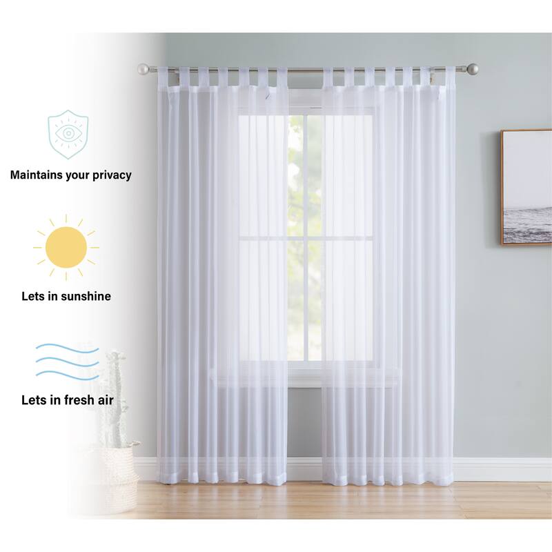 HLC.me Sheer Voile Tab Top Window Curtain Panels for Living room & Bedroom, Set of 2 panels