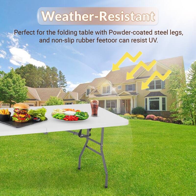 Furniture of America Roomus White 70" x 29" Portable Folding Banquet Table, White