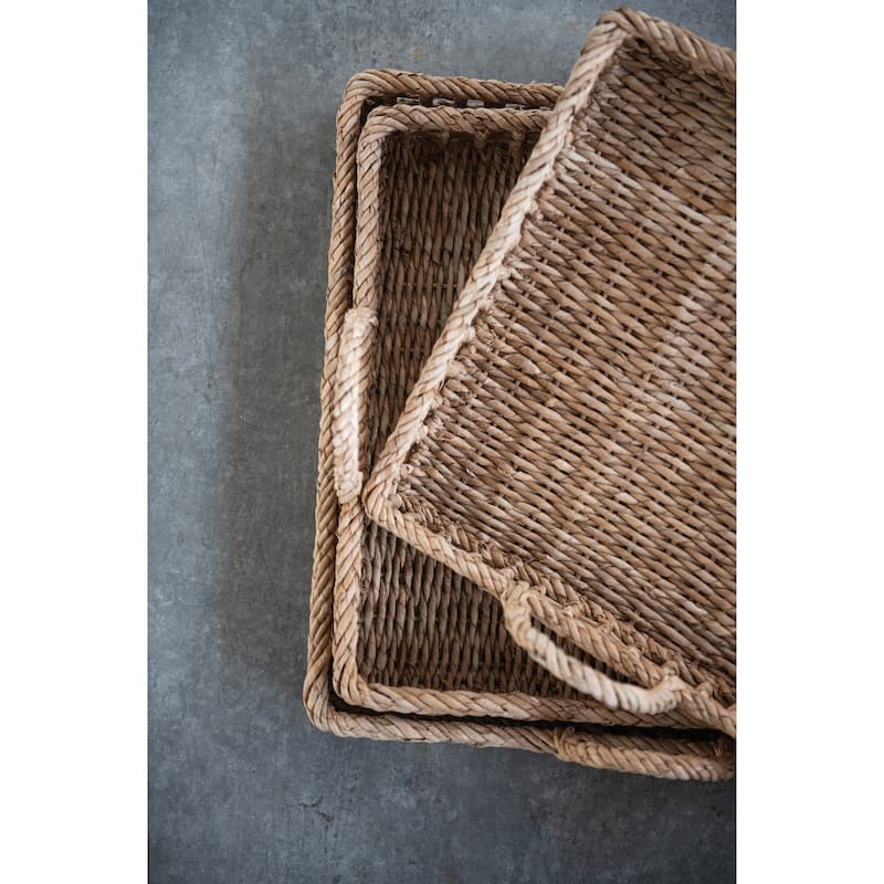 S/3 Decorative Water Hyacinth Tray