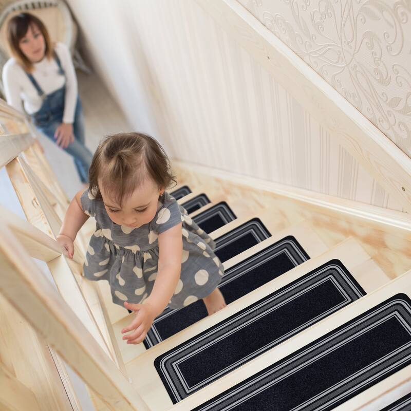 Beverly Rug Non Slip Bordered Stair Treads for Wooden Steps Indoor