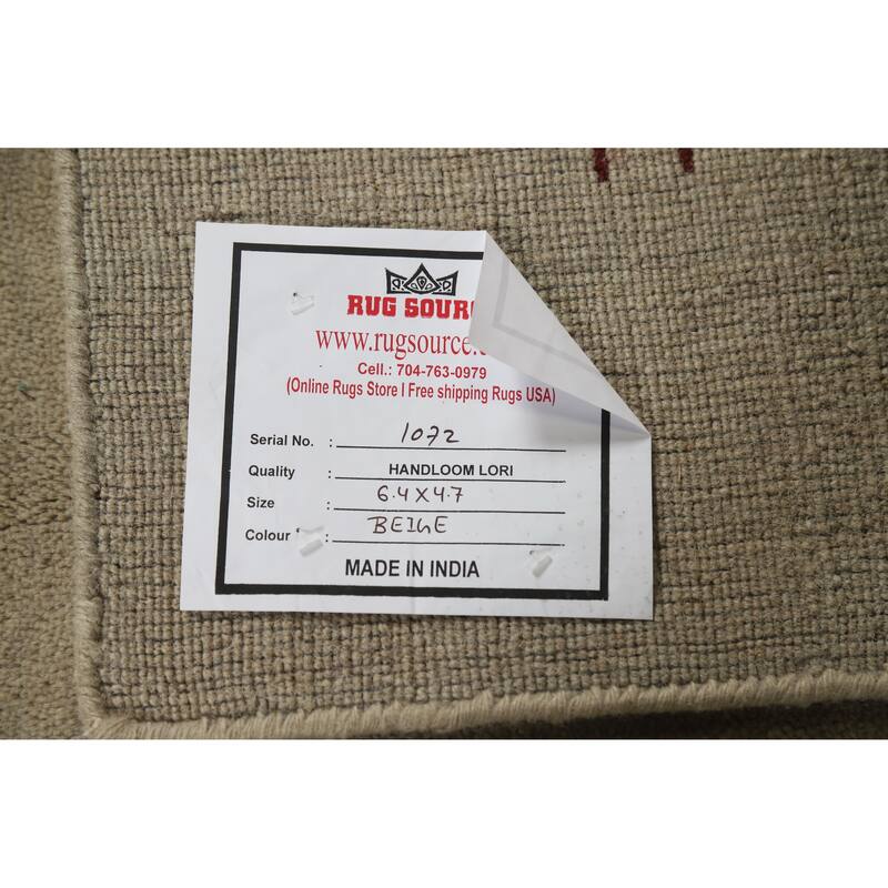 Hand Knotted Oriental 100% Wool Carpet Tribal Animal Pictorial Beige & Ivories Gabbeh Area Rug - 6' 4'' X 4' 7''