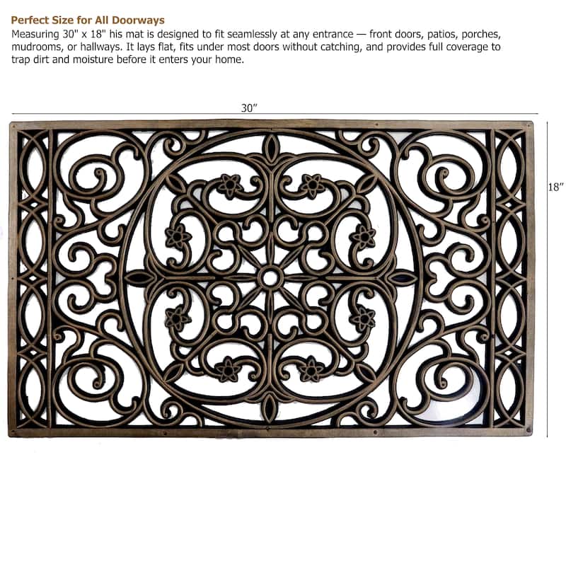 Gardenised Heavy Duty Coco Coir Doormat Non Slip PVC Baking Embossed Welcome Design Natural Coconut Fiber Floor Mat 18x30"