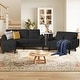 preview thumbnail 1 of 8, 3 Piece Corduroy Living Room Sets including Sofa,Storage Ottoman and Loveseat Black