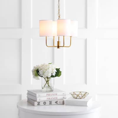 SAFAVIEH Lighting Elias Adjustable 4-light LED Brass Chandelier - 15.5" x 15.5" x 16.5-88.5"
