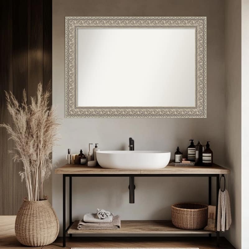 Sydney Silver Non-Beveled Framed Bathroom Vanity Wall Mirror - Sydney Silver