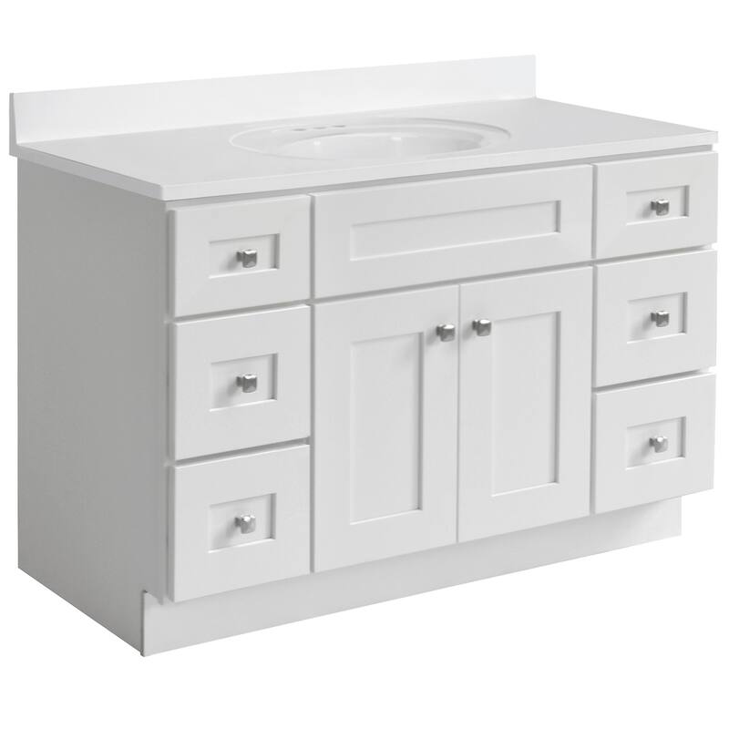 Brookings 49 Inch Assembled Bath Vanity with Solid White Top