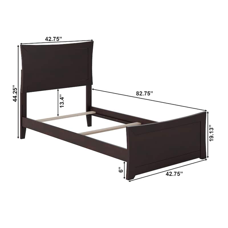 Metro Twin XL Foundation Bed Frame with Matching Foot Board in Espresso