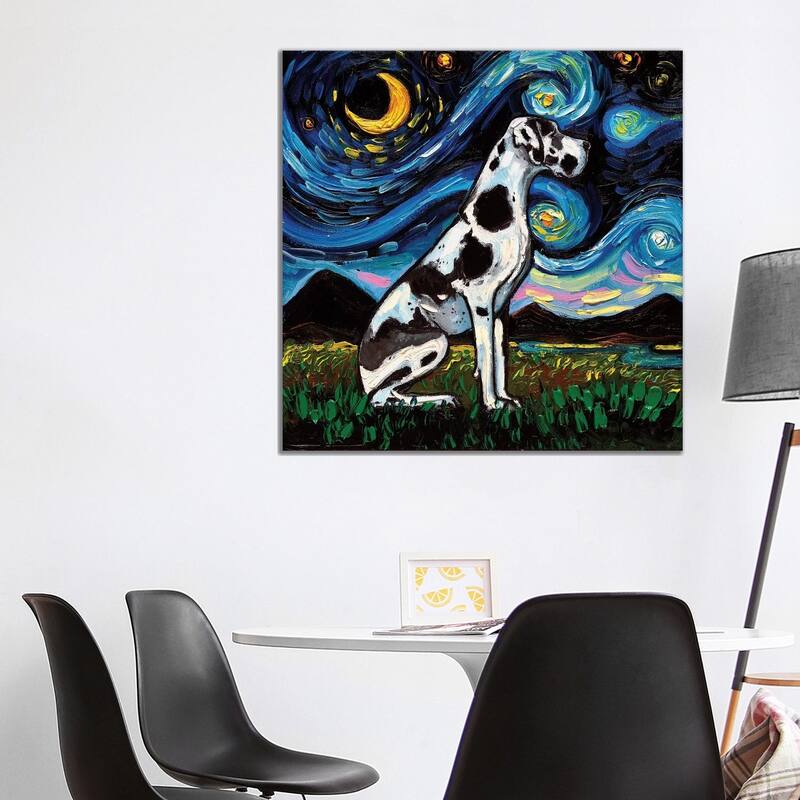 iCanvas "Harlequin Great Dane Night" by Aja Trier Canvas Print - 37x37x1.5