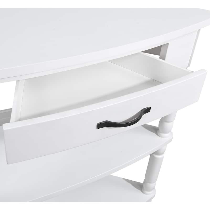 3 Tier Rack Corner Table Small Side Table Sorage End Corner Table with Drawer, Safe Rounded Corner Design and Solid Wood Legs