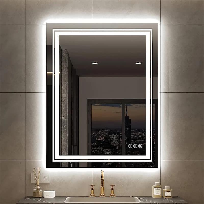 Extra Large LED Lighted Bathroom Mirror Wall Anti-Fog Vanity 3 Colors