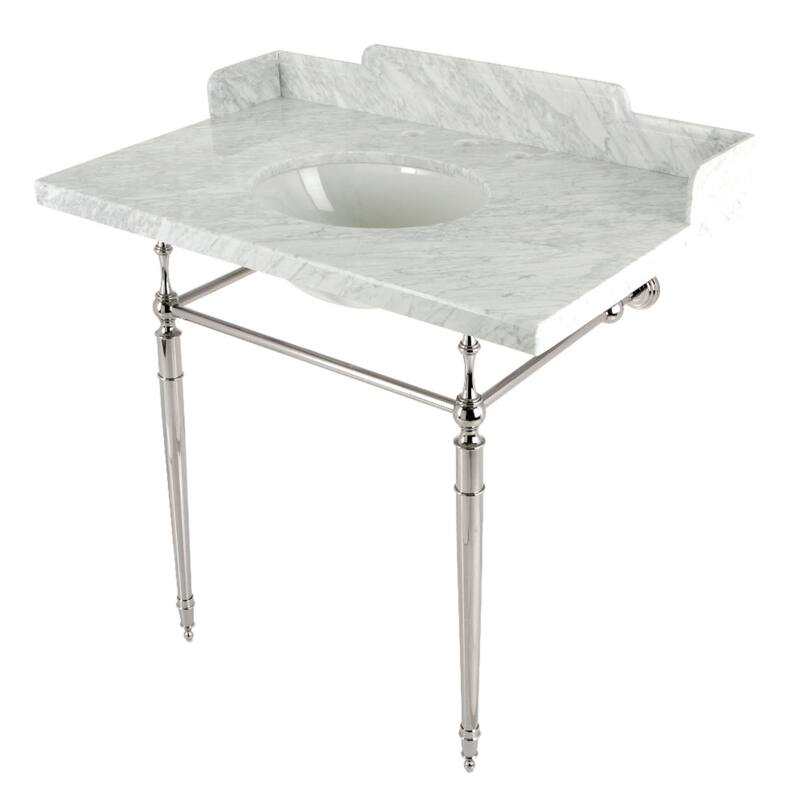 Kingston Brass LMS3622M8 Habsburg 36" Rectangular Brass, Marble - Marble White / Polished Nickel