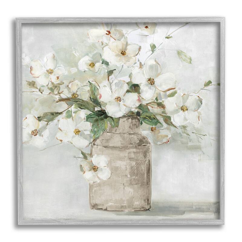 Stupell Lady's Smock Floral Bouquet Rustic Milk Tin Blooming Framed Giclee Texturized Art by Sally Swatland - Green