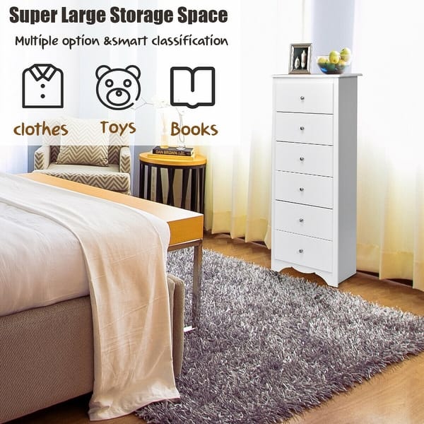 Shop Gymax 6 Drawer Chest Dresser Clothes Storage Bedroom Tall