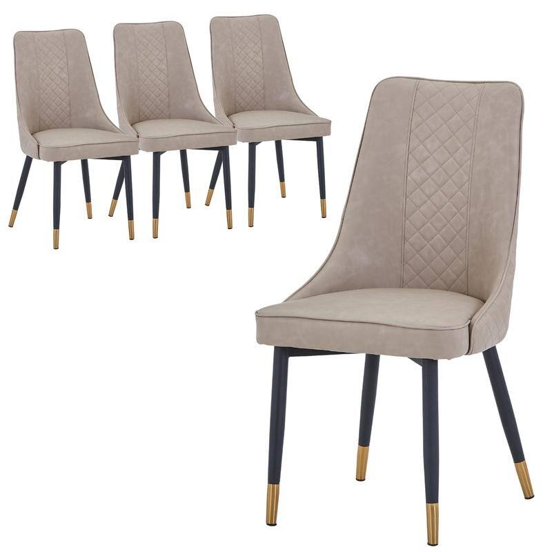 Allure Modern High-back Fabric or Leather Upholstered Accent Dining Chair with Solid Oak Wood Legs (Set of 4) - Taupe