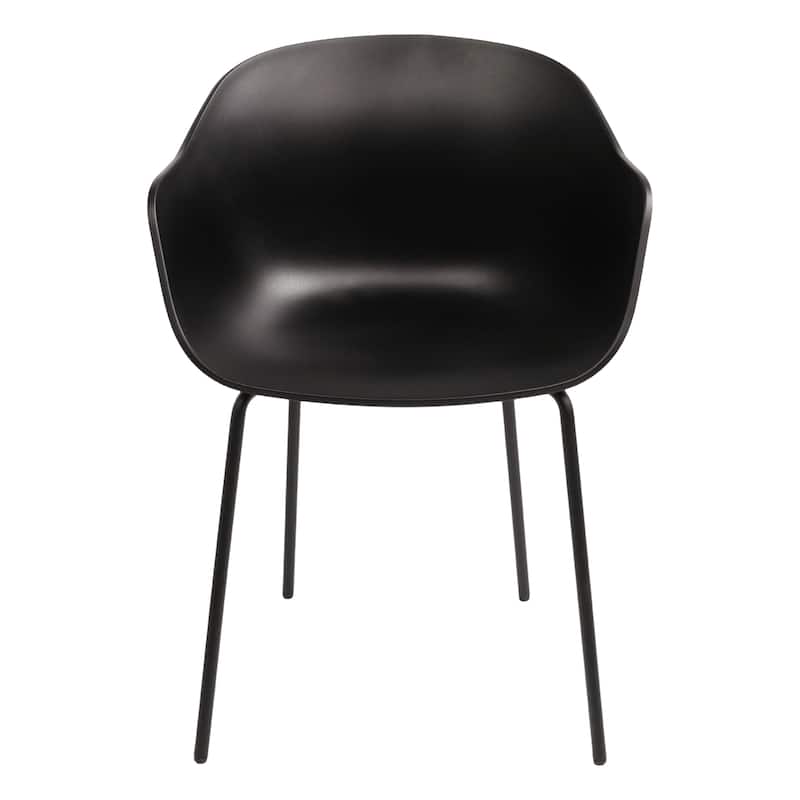 Furnish Theory Curve-K ML Indoor/Outdoor Dining Armchairs Arm Chairs w Polypropylene Shell & Powder-Coated Steel Legs (Set of 2)