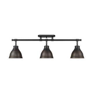 Yep by Golden Lighting Duncan 3-light Semi-Flush Mount in Matte Black and Rubbed Bronze shade - Matte Black - 3-Light Semi-flush