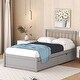 preview thumbnail 3 of 8, Twin Size Wooden Platform Bed with Two Underbed Storage Drawers, Durable Rubberwood Frame