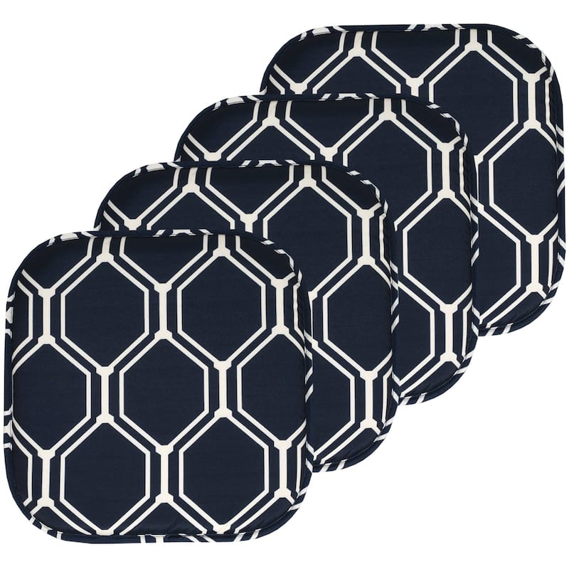 Mirage Memory Foam Chair Pads - Navy/White - Set of 4