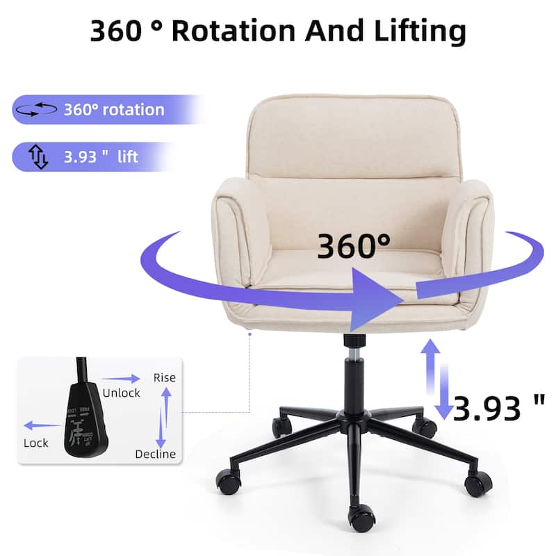 Criss Cross Chair with 5-Gear Adjustable Armrests & Wheels, Ergonomic Thickened Backrest Swivel Desk Chair for Home Office