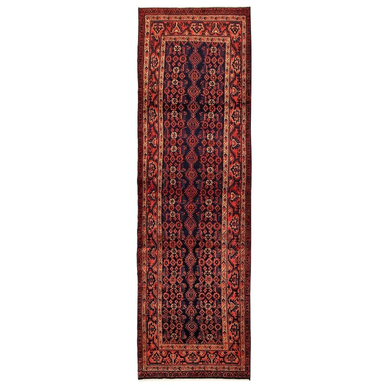 Andelz Navy, Red Rug 3'7" x 12'6" - 3'7 x 12'6 - Dark Navy/ Red - 3'7 x 12'6