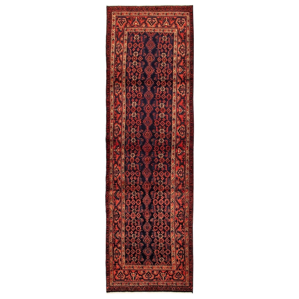 Andelz Navy, Red Rug 3'7" x 12'6" - 3'7 x 12'6