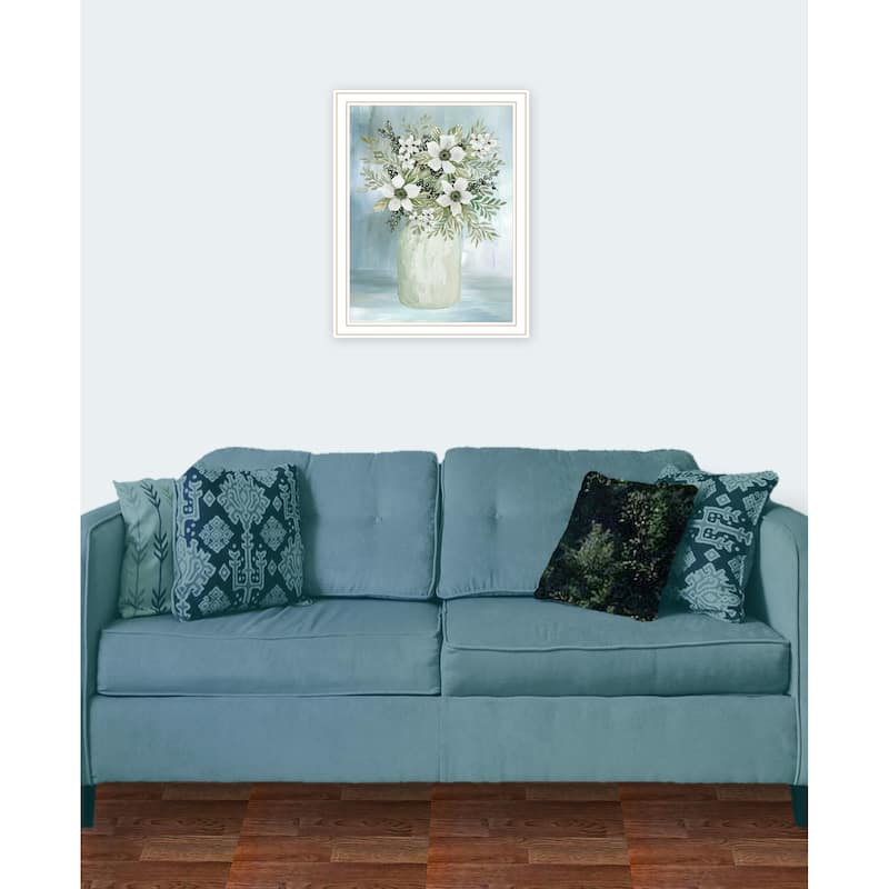 TrendyDecor4U Farmhouse "White Blooms I" Framed Print Wall Art
