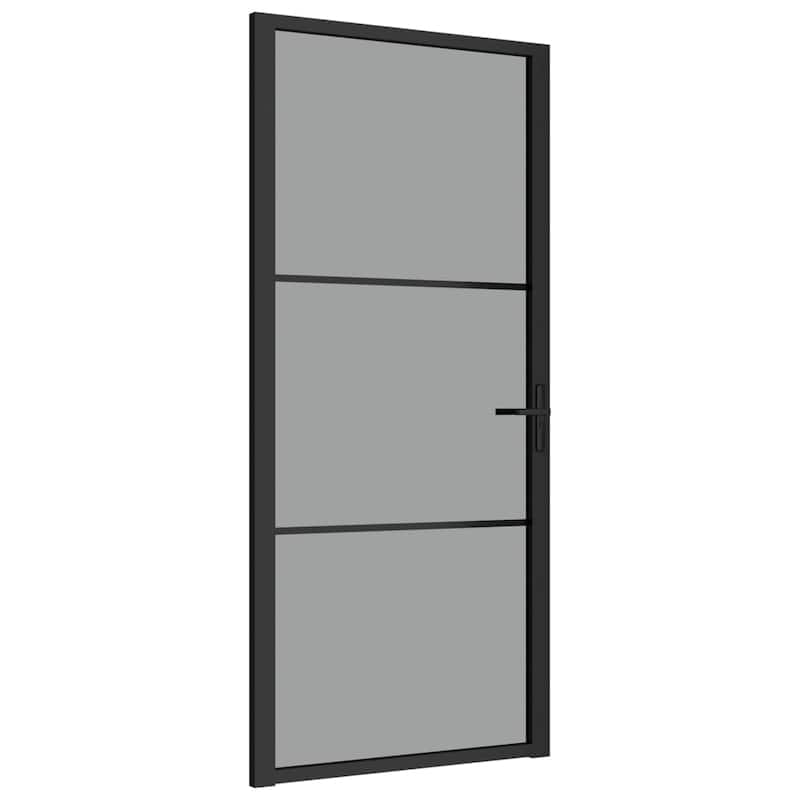 vidaXL Glass Door Interior Door with Alloy Handle ESG Glass and Aluminum Black
