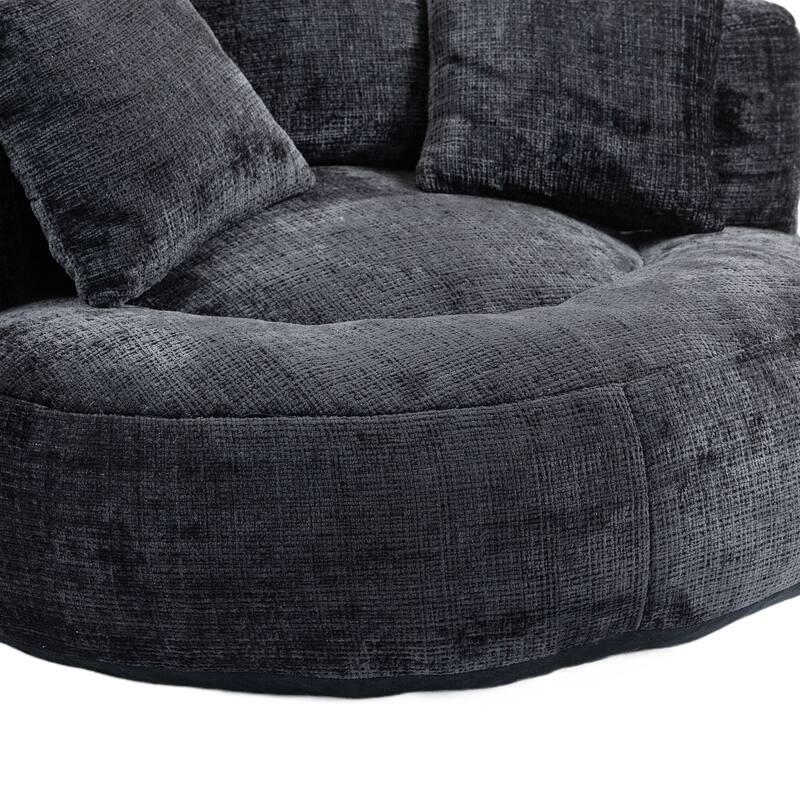 Chenille High Back Lazy Sofa with 3 Pillows and Oversized Bean Bag Chair