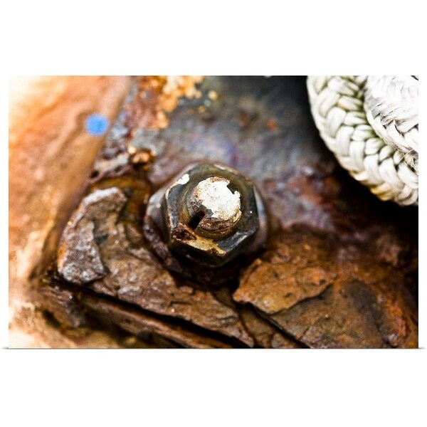 "Close-up of rusty nut and bolt" Poster Print