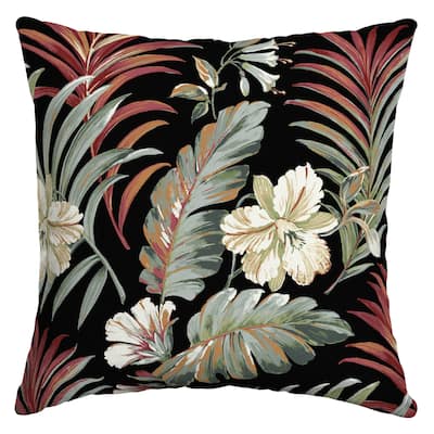 Arden Selections Black Simone Tropical Outdoor 16 x 16 in. Square Pillow - 16" W x 16" D