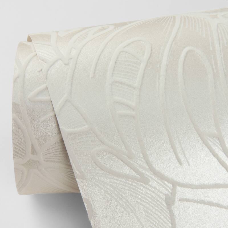 Scott Living Balboa White Botanical Wallpaper