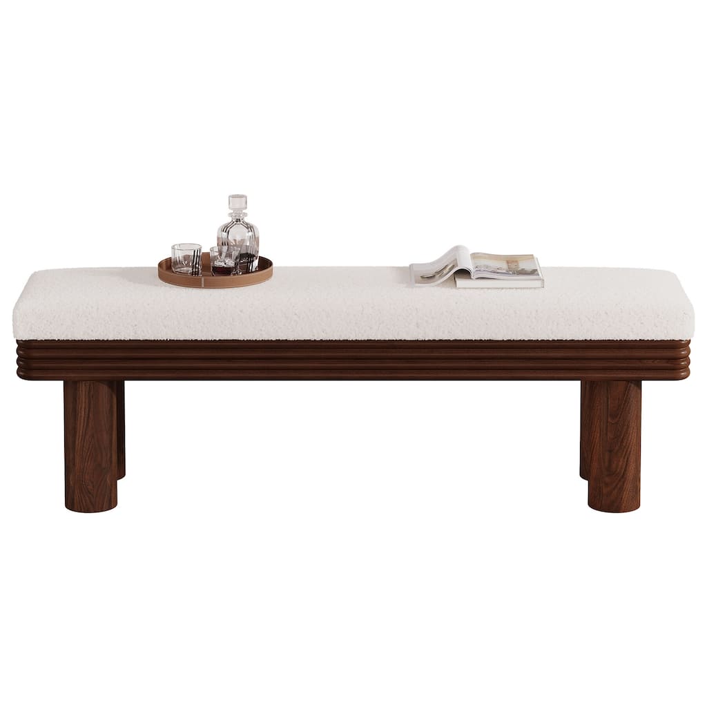Upholstered Entryway Bench, 55-Inch Modern Shoe Bench