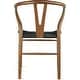 preview thumbnail 22 of 47, Woven Wood Armchair with Arms Open Y Back Mid Century Modern Office Dining Chairs Black Seat Kitchen Bedroom Organic Rattan