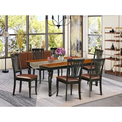 Kitchen Table Set with 6 Chairs - 7 Piece Dining Room Set - Rectangle Butterfly Leaf Table - Black Cherry Finish