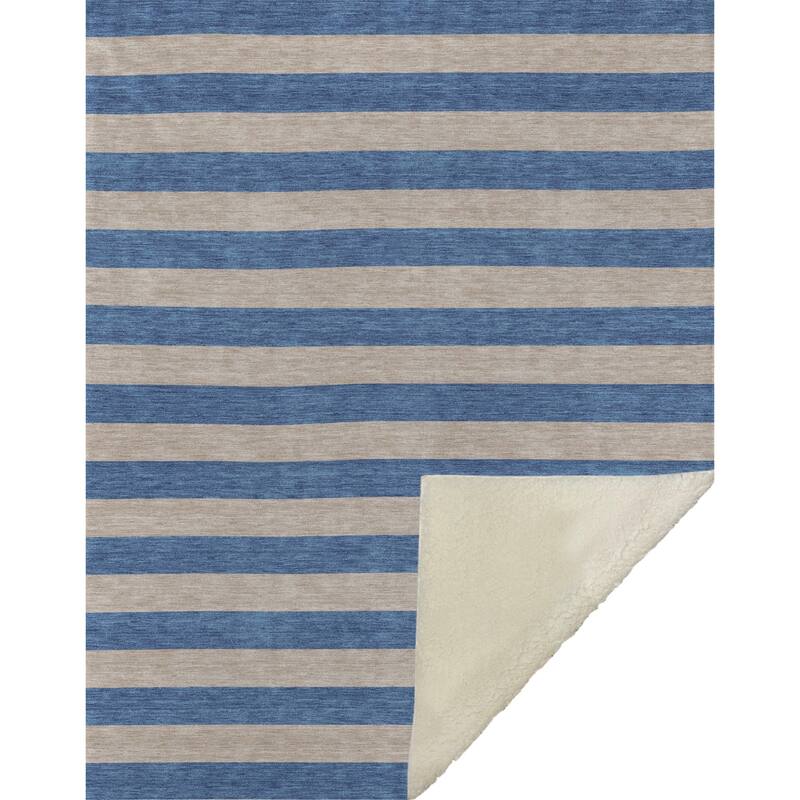 Premium Machine Washable Casual Stripes Sherpa Throw Blanket