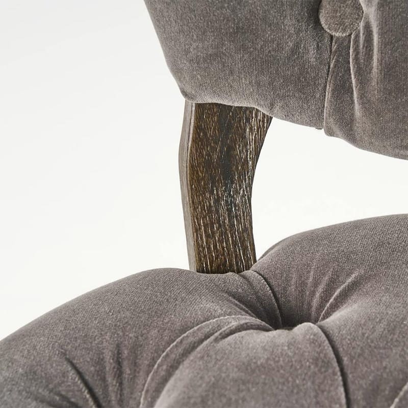 2PCS Tufted Polyester Dining Chairs With Wood Legs