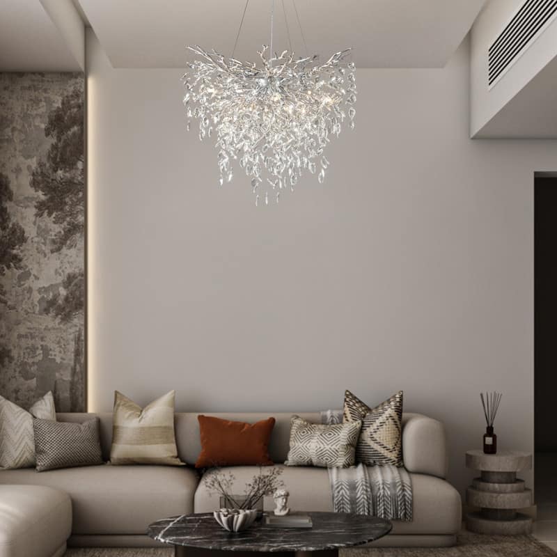 Modern Round Branch Crystal Chandelier, 600-1200mm Diameter, Marquise Cut Crystal Pendant Light