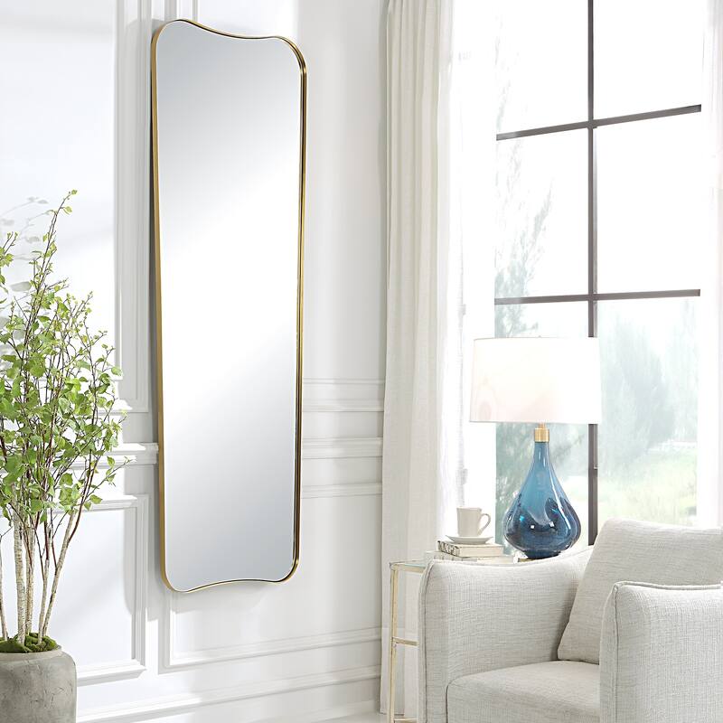 Uttermost Belvoir Large Antique Brass Mirror - 26"W x 76"H x 1.125"D