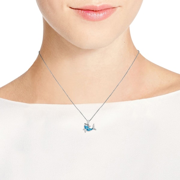 AeraVida Classy Open Circle Simulated Turquoise Inlaid .925 Sterling Silver Pendant Necklace AeraVida Classy Open Circle Simulated Turquoise Inlaid .925 Sterling Silver Pendant Necklace