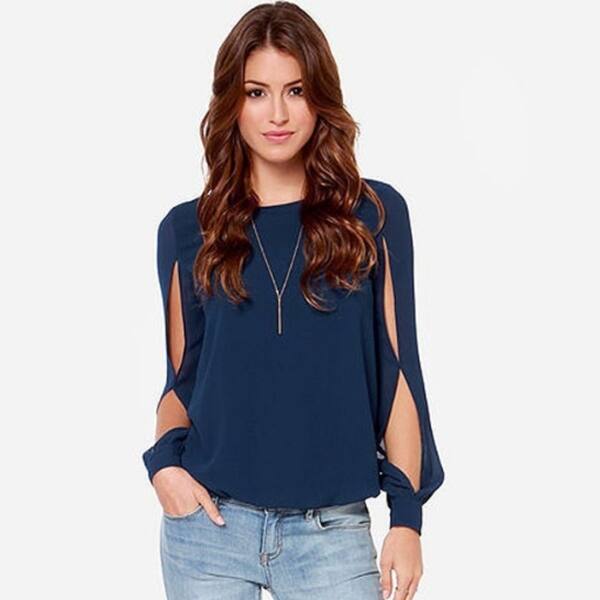 Shop Casual Women Blouses Summer Hollow Out Sleeve Women Tops Plus