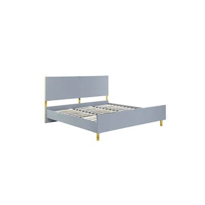 QUEEN Bed with High Gloss Finish - Modern Gray Bedroom Furniture - Island Oasis