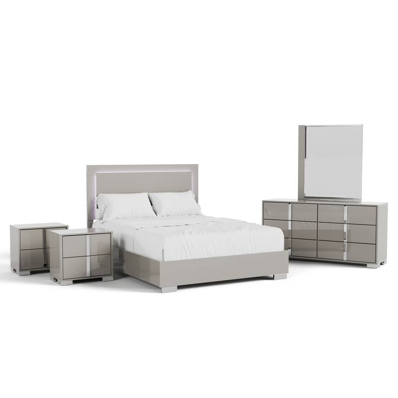 Furniture of America Erina Modern Glossy 5-Piece Panel Bedroom Set