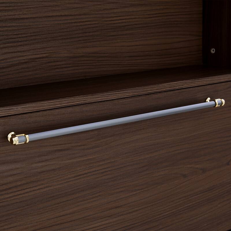 78.75'' Tall Narrow Dark Wood Storage Cabinet with Flip Drawers