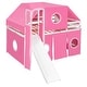 preview thumbnail 5 of 34, Full Loft Bed with Castle Tent & Tower and Solid Wood Frame, 400lb Capacity, Playhouse Design