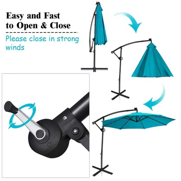 costway 10ft patio offset umbrella solar led 360degrees rotation PURPLE LEAF Cantilever 9' X 12' Light Deck, Beige This luxurious outdoor patio umbrella is a great companion for outdoor use Costway - 10FT Patio Offset