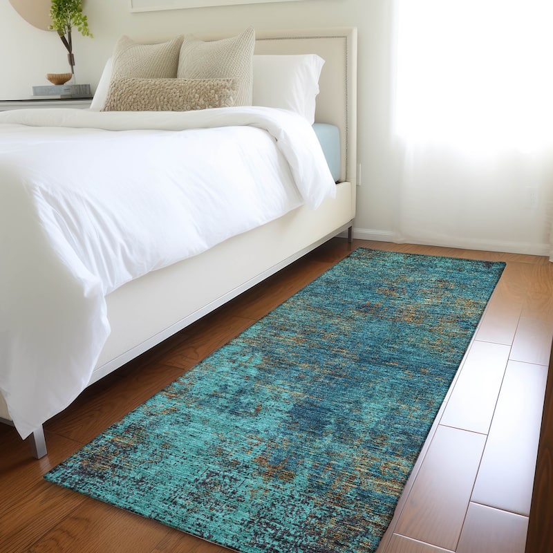 Premium Washable Super Soft Solid Casual Mayfield Rug - Teal - 2'3" x 7'6"
