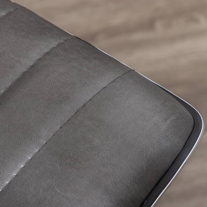 Swivel Mid Back Armless Ribbed Designer Task Chair Faux Leather Soft Upholstery Office Chair Gray