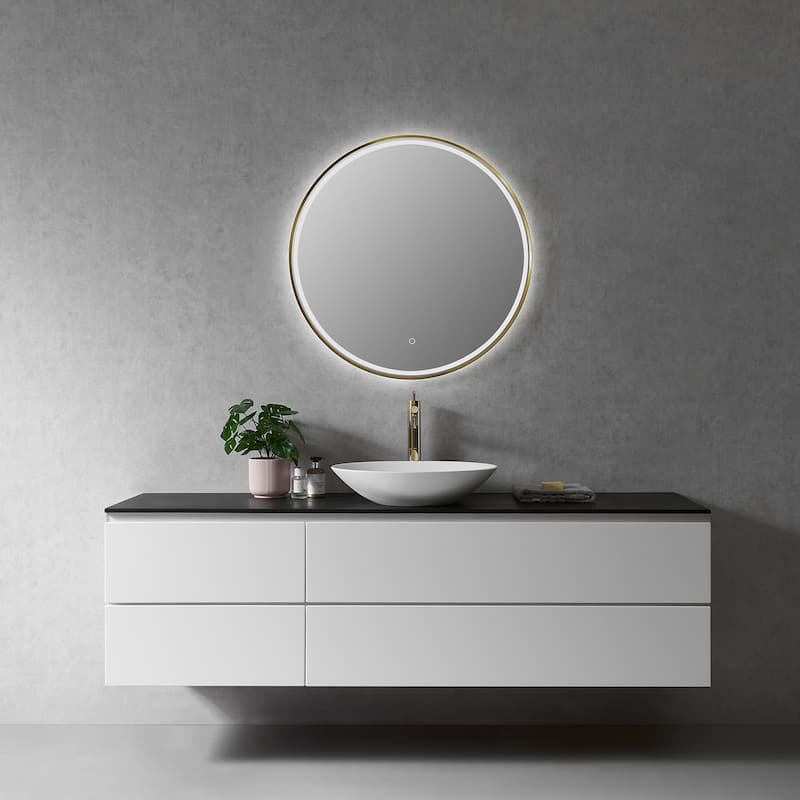 Altair Palme Round Framed Bathroom LED Lighted Wall Mirror