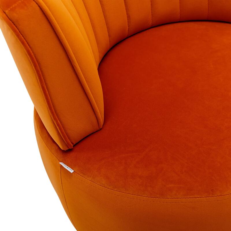 360° Swivel Velvet Barrel Sofa Chair with Wide Upholstered and Angled Armrests