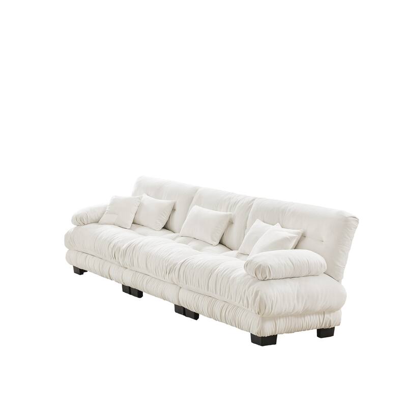 Roomfitters 3-Seater Modular Chenille Sofa, Deep Seat Cloud Couch with Round Bolster Armrests